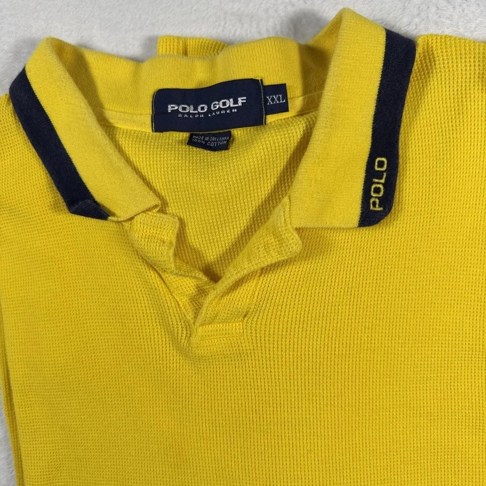 Ralph Lauren Vintage Polo Adult Shirt‎ 2XL Yellow Casual Golf Tennis Preppy Men